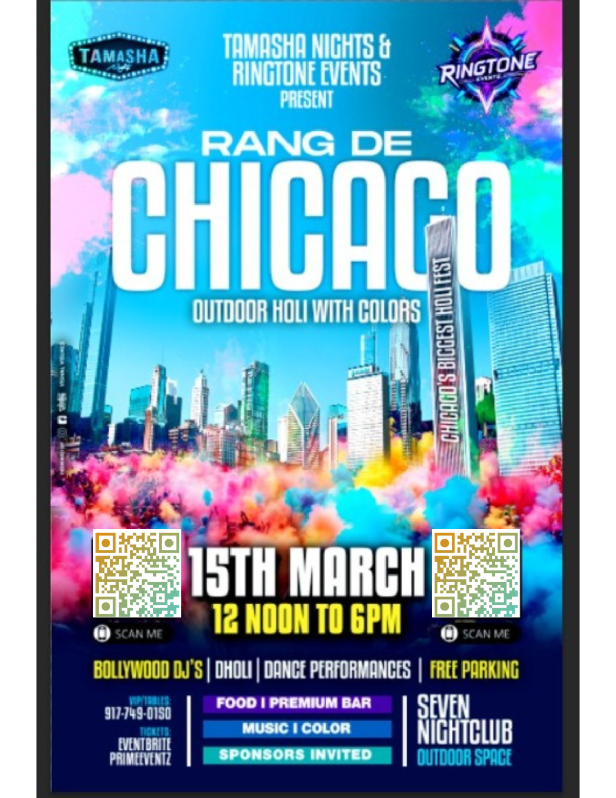 CHICAGO HOLI FEST - RANG DE CHICAGO - SEVEN NIGHTCLUB OUTDOOR SPACE