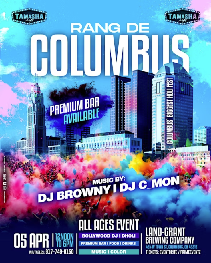 RANG DE COLUMBUS  HOLI COLOR FEST 2025  APRIL 19  ALL AGES