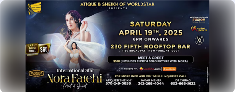 NORA FATEHI LIVE IN MANHATTAN AT 230 FIFTH ROOFTOP BAR